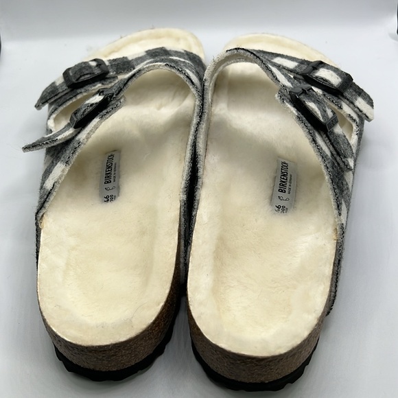 NWOT Arizona Plaid Genuine Shearling Slide Sandal Men Size 13-13.5US/46EU - Picture 2 of 6